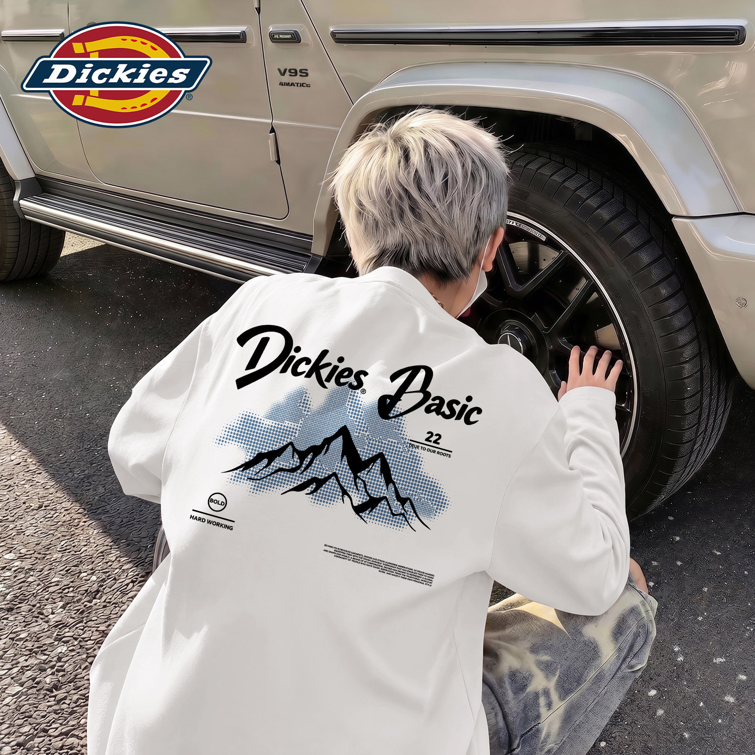 Dickies白色纯棉美式潮牌长袖T恤