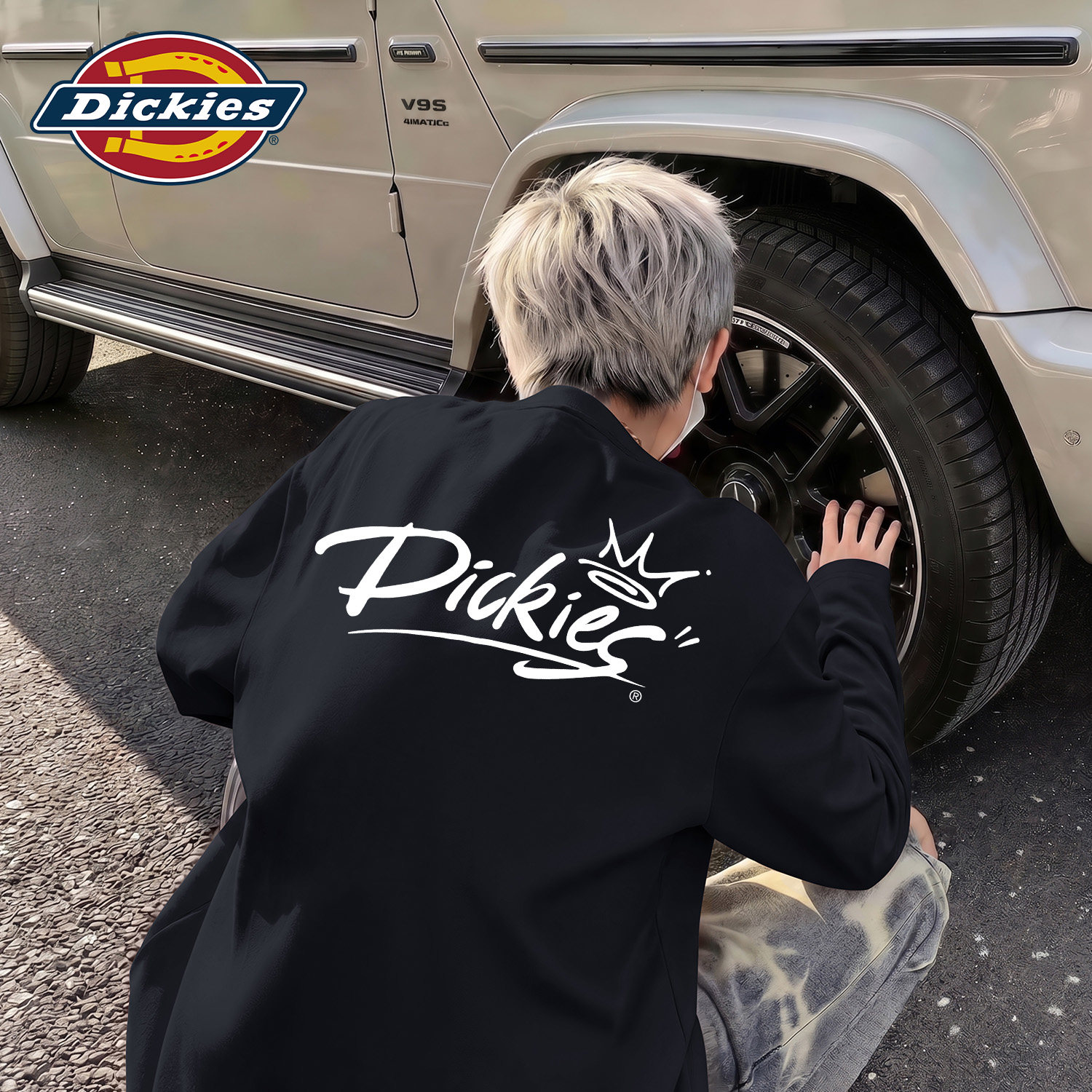 Dickies黑色潮牌纯棉长袖体恤衫