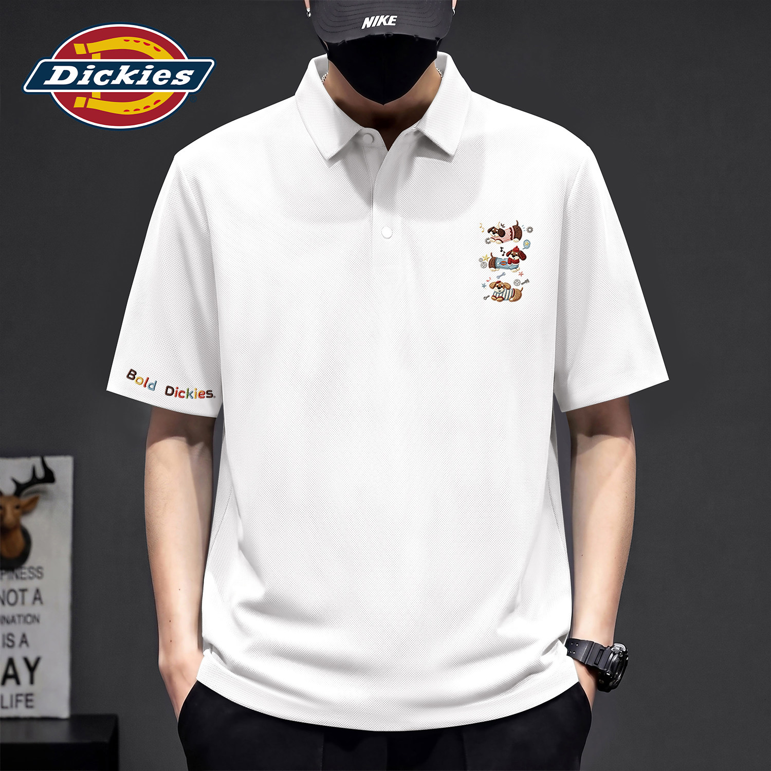 Dickies冰丝凉感五分袖POLO衫男