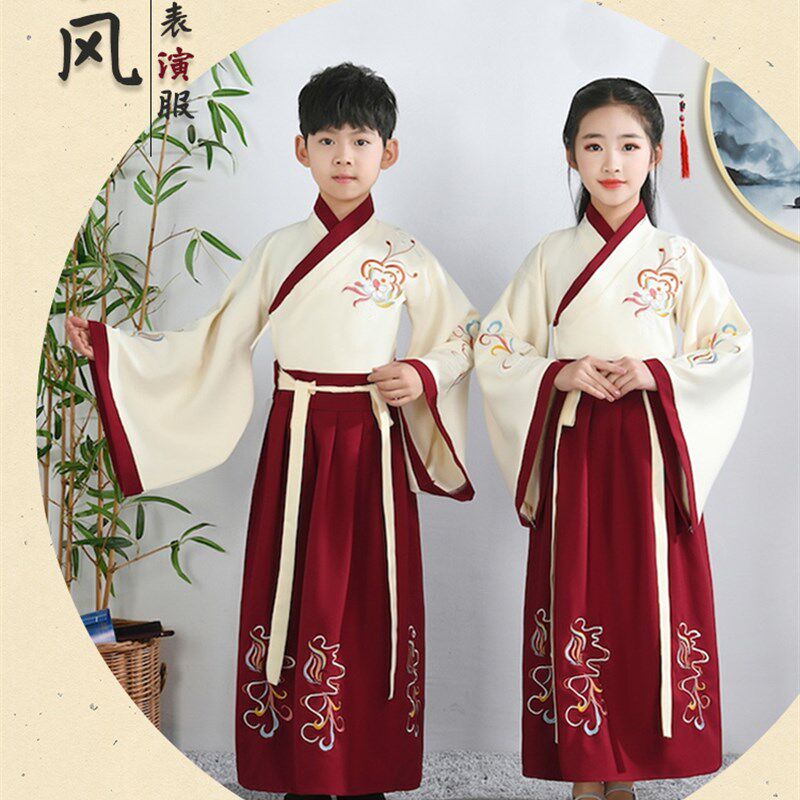 汉服女款儿童中国风书童国学服幼儿园古装演出服六一小学生表演服