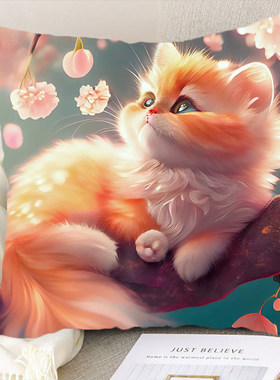萌宠小猫咪靠垫可爱狗狗抱枕宠物店靠枕头双面定制动物沙发靠垫