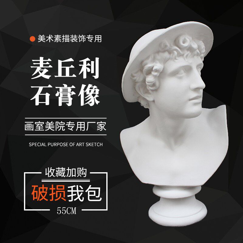 石膏像麦丘利头美术石膏教具石膏头像素描静物摆件石膏体雕塑美术