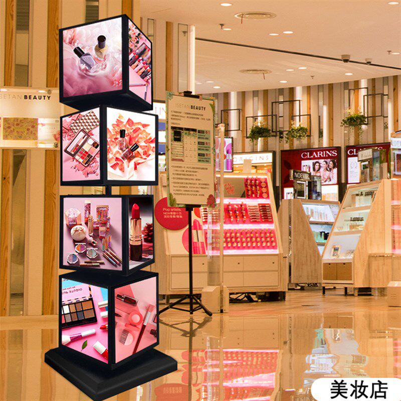 立式灯箱广告牌 菜单展示户外落地led发光移动招牌滚动旋转展示牌