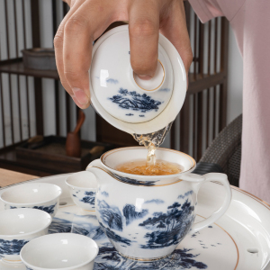 潮州市中式家用整套陶瓷白瓷简约功夫茶具套装复古风泡茶壶礼盒装