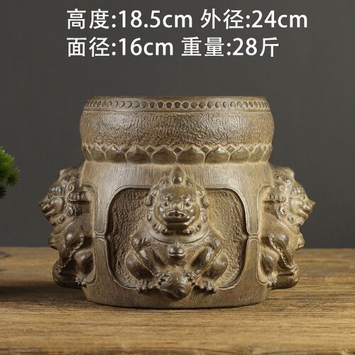 山西古建筑天然青石整料仿古雕刻摆件四狮同堂鼓墩门墩小石墩底座