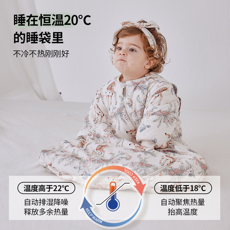婴儿睡袋秋冬款宝宝冬季加厚新生儿童恒温睡袋防踢被神器四季通用