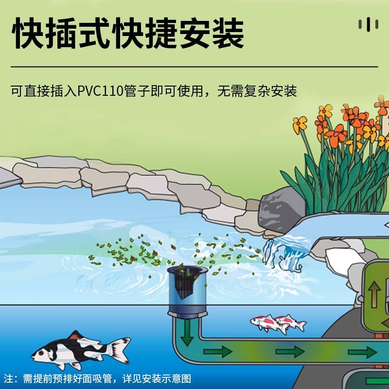 欧亚瑟鱼池面吸头锦鲤鱼池塘水面垃圾收集器树叶撇渣器吸泡沬机