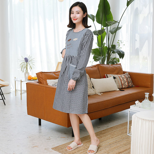 2021新款围裙家用厨房防水防油女士时尚全身罩衣大人长袖衣服做饭