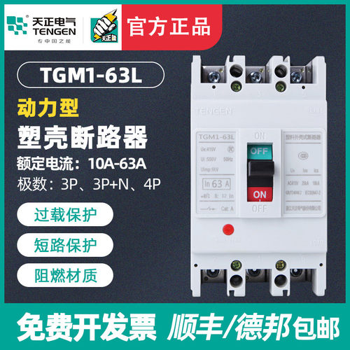TENGEN天正 TGM1-63L/33002 63A塑壳断路器电动机保护开关动力型