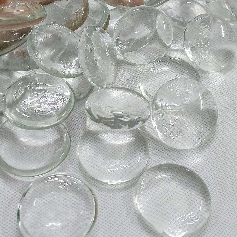 28-30mm透明超圆扁珠鱼缸装饰造景玻璃扁珠阳台彩色石子水培摆设
