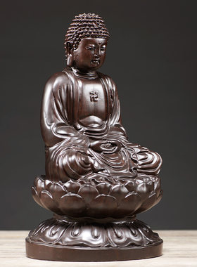 黑檀木雕大日如来本命佛摆件释迦摩尼佛像阿弥陀佛实木雕刻工艺品