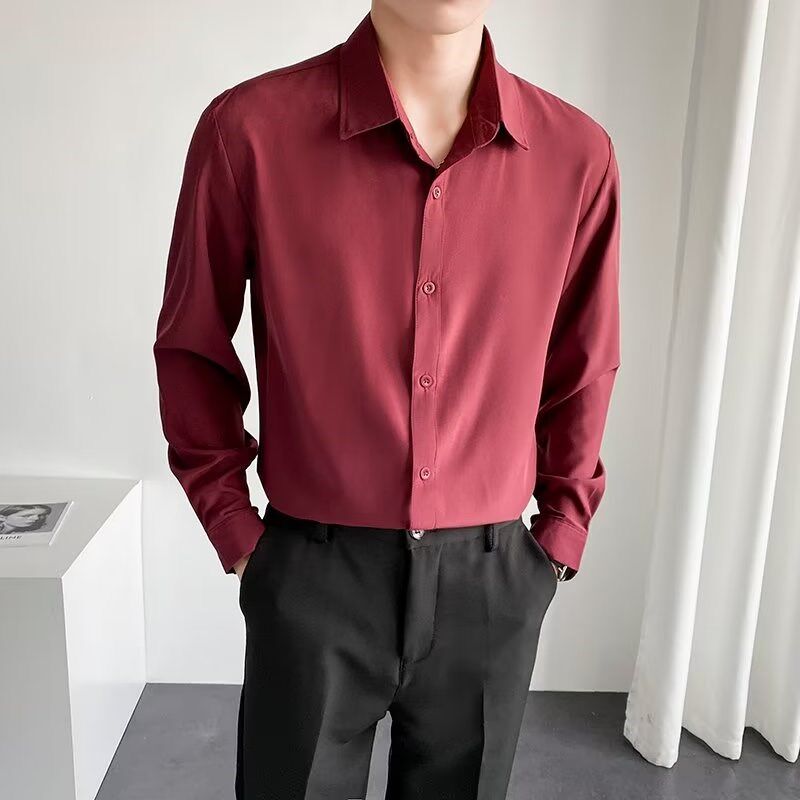 酒红衬衫黑马甲黑西裤三件套男结婚订婚新郎伴郎宴会礼服西服套装