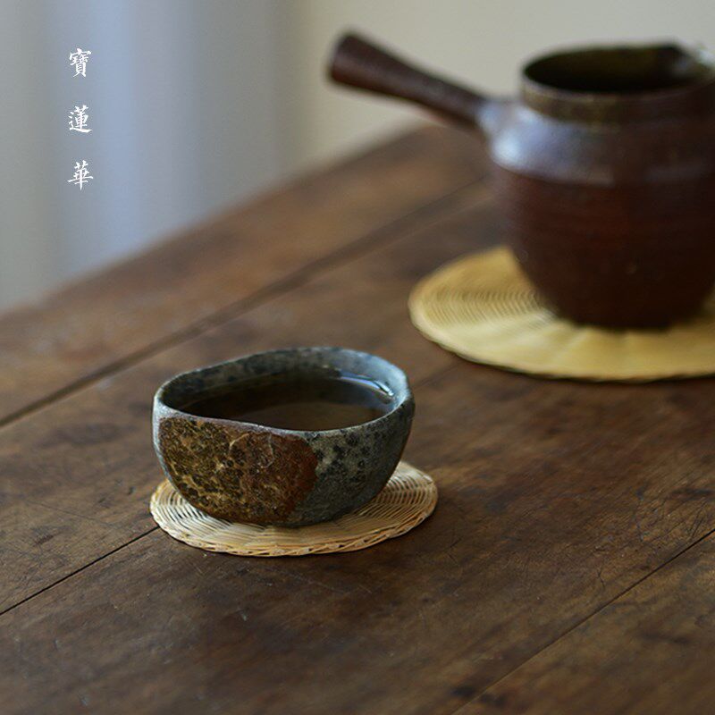 冰碛岩石品茗杯 手工随形原石杯 石杯子奇石茶杯品杯主人杯品茶杯