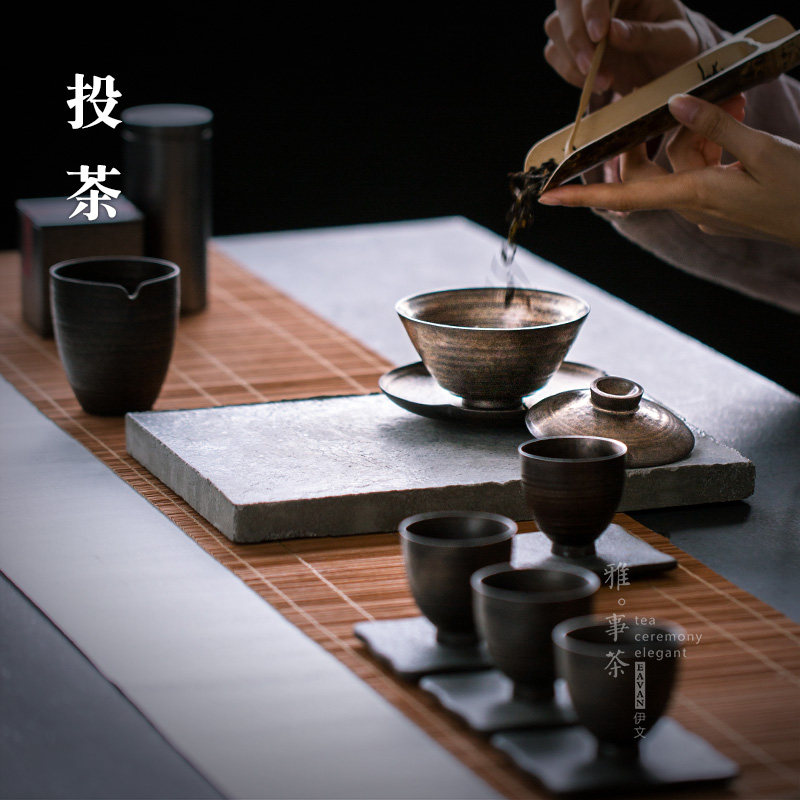 手作陶制三才盖碗套装简约功夫茶具套装泡茶整套套装茶壶茶杯套装