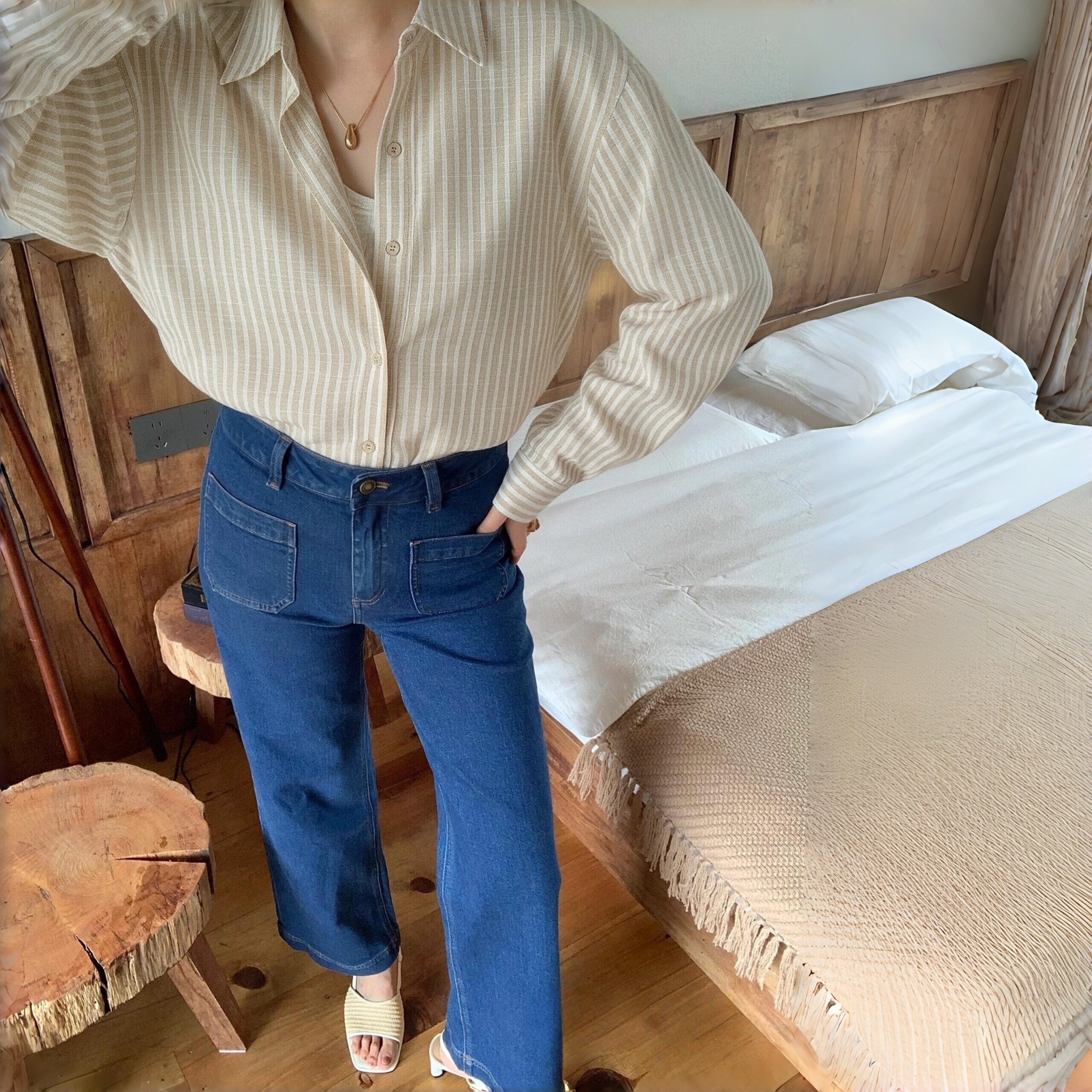 【timeless linen】清爽宽松条纹亚麻衬衫*来末YL214