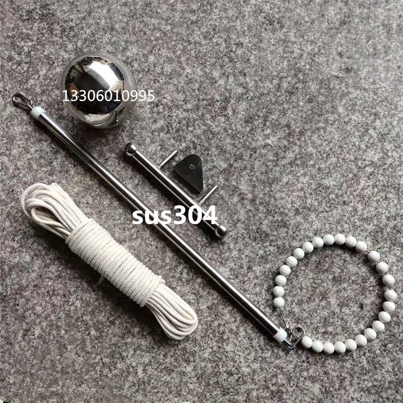 户外旗杆手拉绳升降配件1号红旗套杆升降杆304不锈钢滑轮把手圆球
