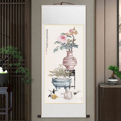 孔小瑜博古花卉名家国画卷轴挂画新中式客厅装饰画古风书房玄关画