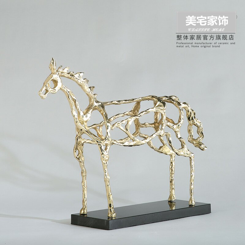 铜马摆件工艺品 金属动物镂空马装饰品 客厅酒柜家居饰品办公室