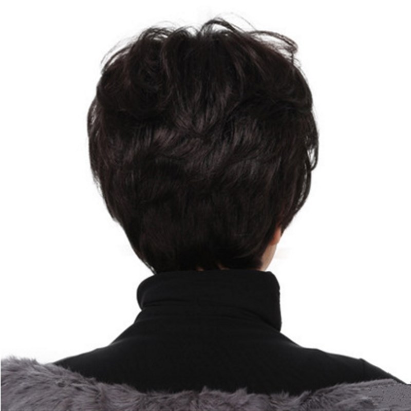 中老年假发女短发真发蓬松逼真短卷发老年人假发套送妈妈真人发丝