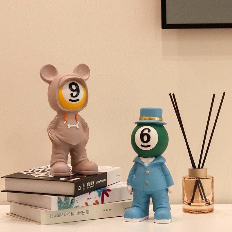 创意台球小子玄关摆件公仔装饰品客厅电视柜台球厅俱乐部开业礼物