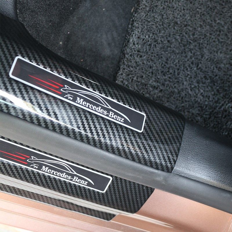 专用于奔驰GLE350/E300L/GLC260L碳纤纹门槛条C200L/GLB内饰改装