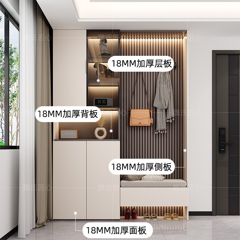 鞋柜玄关柜一体家用门口简约组合储物柜子大容量衣帽柜入户隔断柜