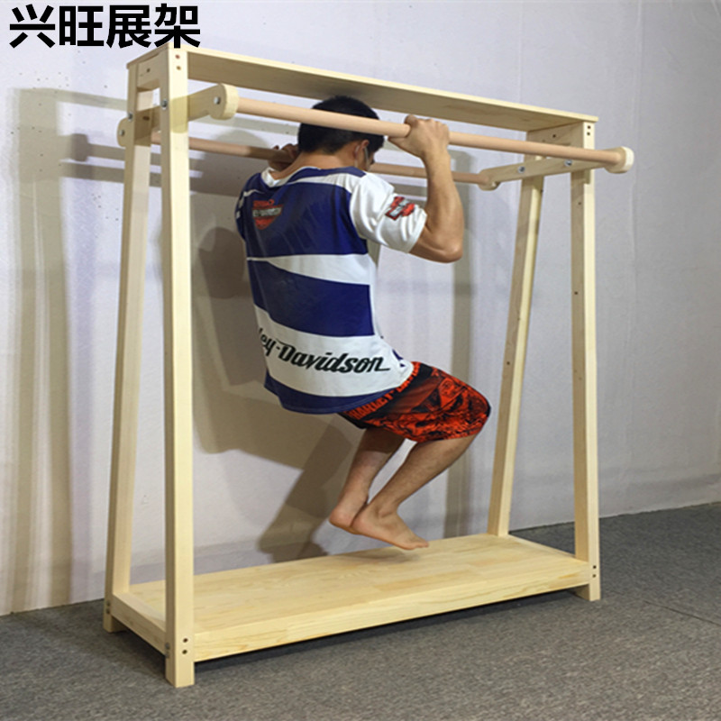 新款衣服架子服装店实木展示架落地式挂衣杆女装专用货架中岛架
