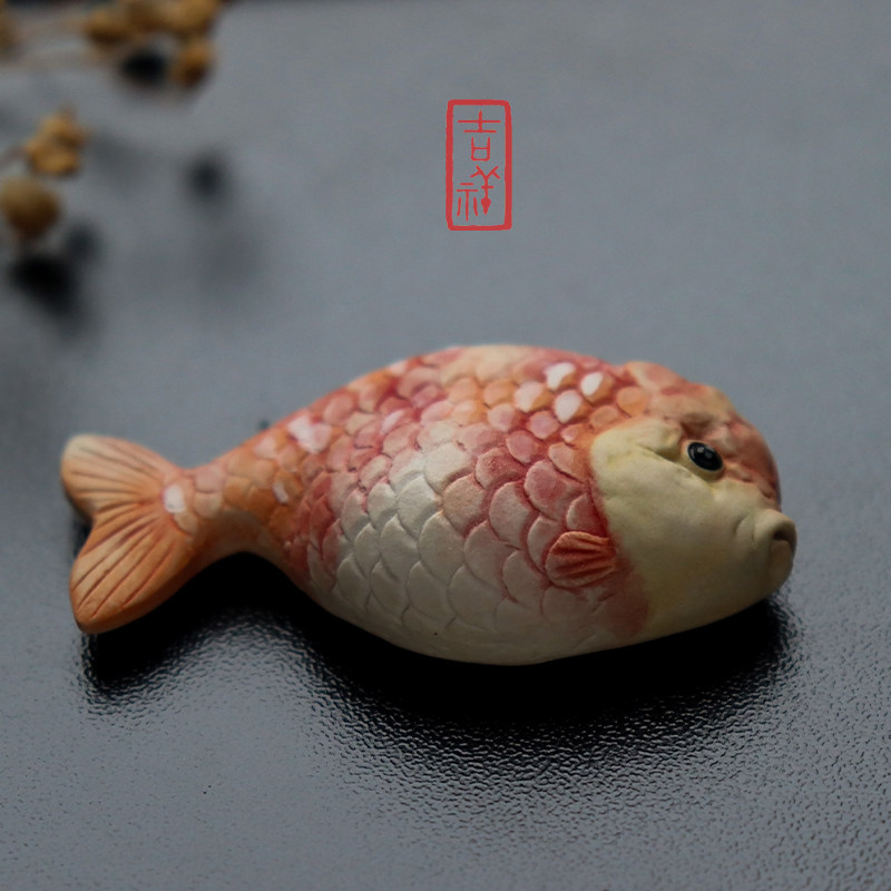 创意纯手工简约卡通可爱小金鱼陶瓷冰箱强磁力贴陶艺装饰品送礼物