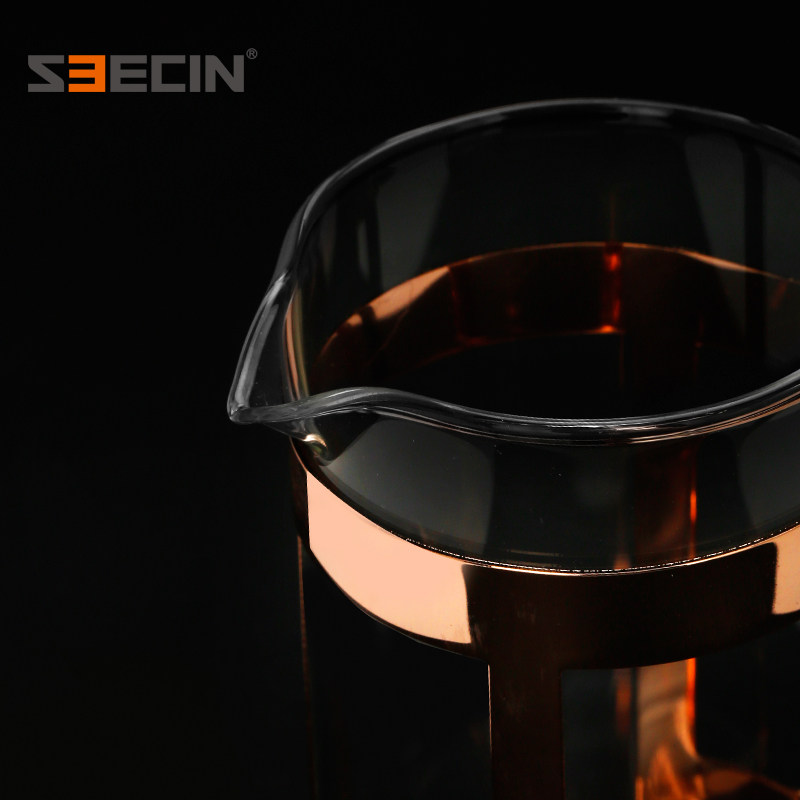 Seecin玫瑰金法压壶 北欧风格冷热两用玻璃咖啡过滤杯