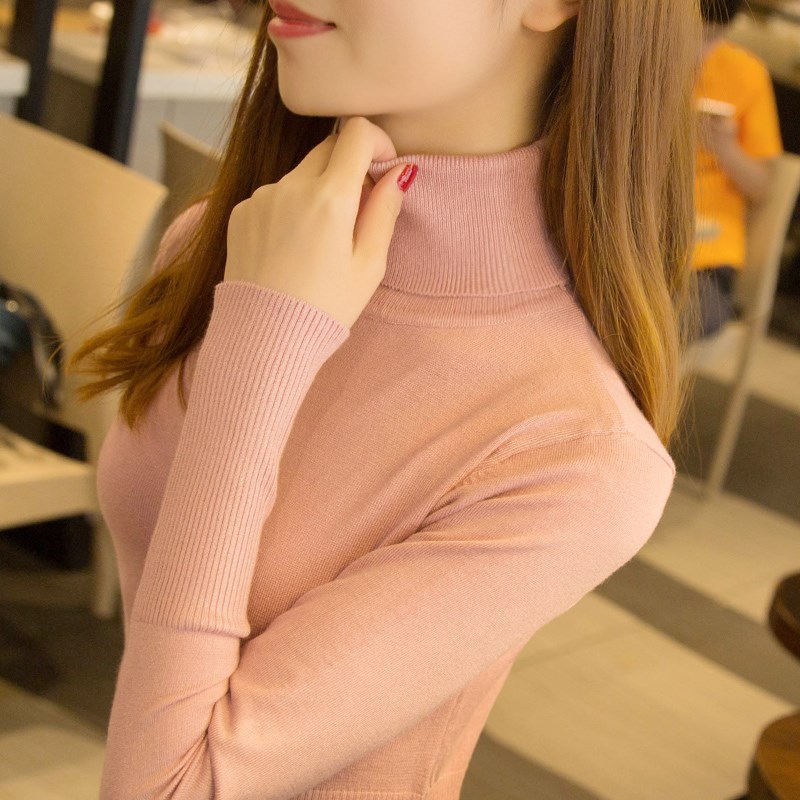 高领毛衣打底衫女2022秋冬新款百搭修身上衣内搭紧身洋气针织衫