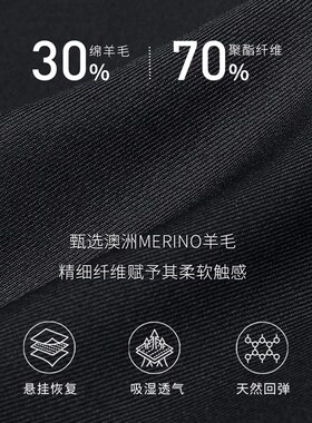 吉约蒙双排扣羊毛西服套装男黑色商务正装修身西装男新郎结婚礼服