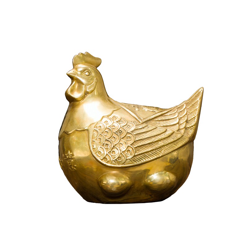 包邮 吉祥纯铜母鸡金蛋铜鸡招财进宝摆件 促夫妻姻缘家居摆设饰品