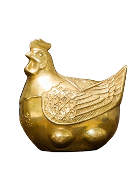 包邮 吉祥纯铜母鸡金蛋铜鸡招财进宝摆件 家居摆设饰品