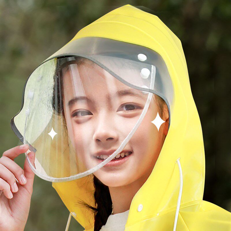 牧萌儿童雨衣中大童长款防暴雨带书包位2023新款男女童中学生雨披