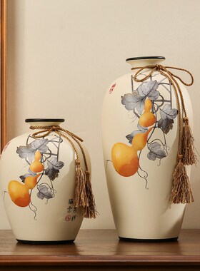 新中式古装国风玄关客厅电视柜茶室摆件花瓶新家家居装饰品三件套