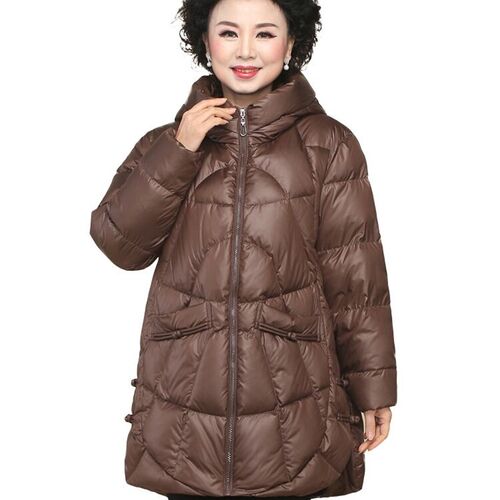 妈妈装显瘦冬季新款羽绒服中长款洋气大码女士外套保暖中老年上衣