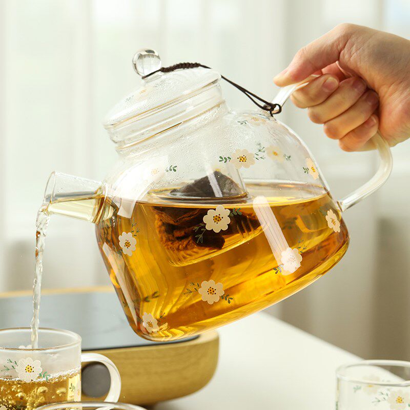 蓝莲花家居高硼硅玻璃水具套装礼盒家用耐热冷水壶花茶壶杯子组合