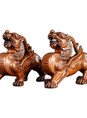 匠泽铜魂   纯紫铜卷尾貔貅摆件家居办公室装饰品  传统工艺礼品