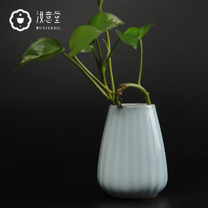 汝窑汝瓷小花瓶小清新陶瓷花插客厅桌面插花瓶花器瓷瓶装饰小摆件