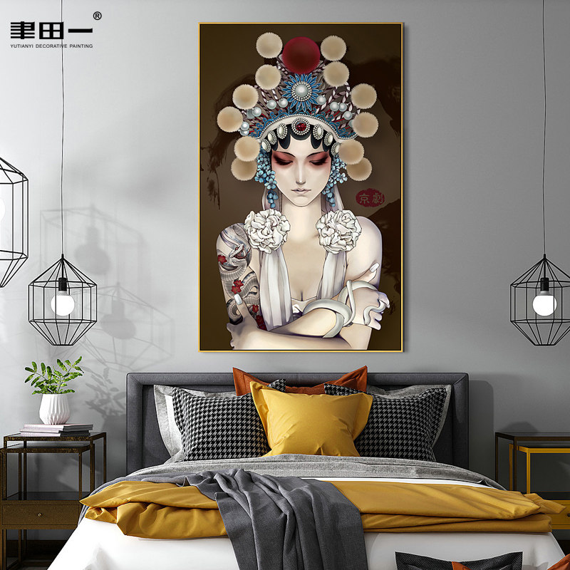 新中式客厅戏剧装饰画新古典京剧样板间挂画玄关书房过道壁画人物