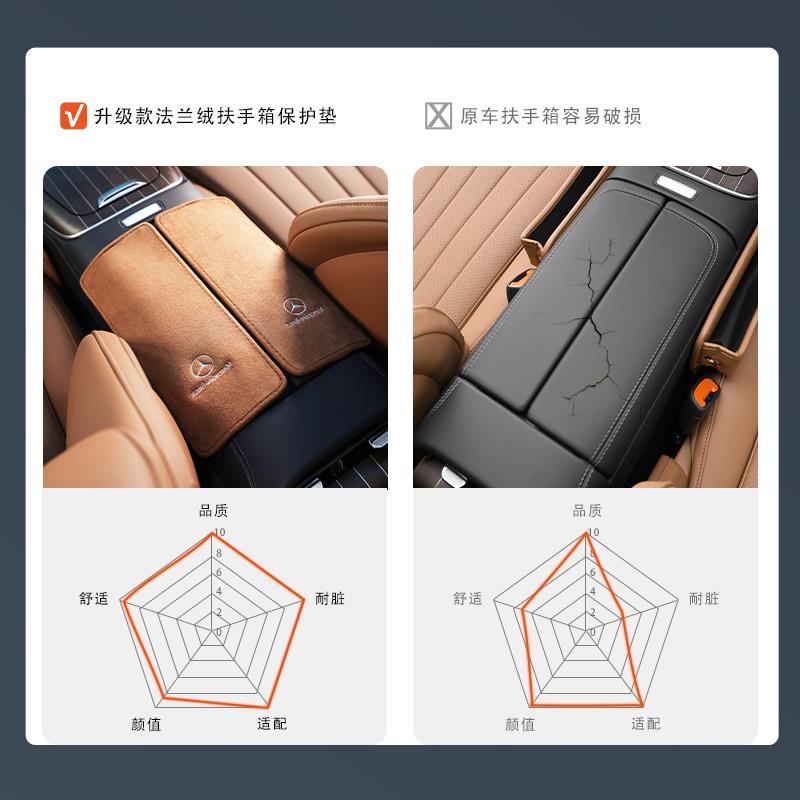 适用于奔驰扶手箱保护垫增高e300c2600glc300BA车内装饰用品大全
