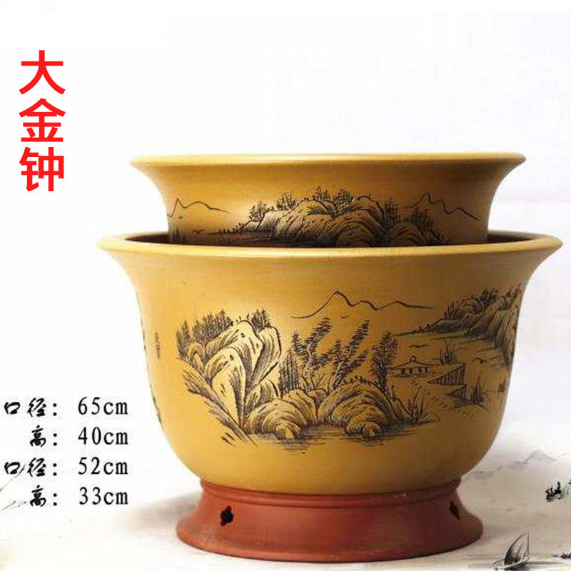 特大号紫砂四方形花盆陶瓷高档落地盆景阳台种菜果树铁树幸福树盆