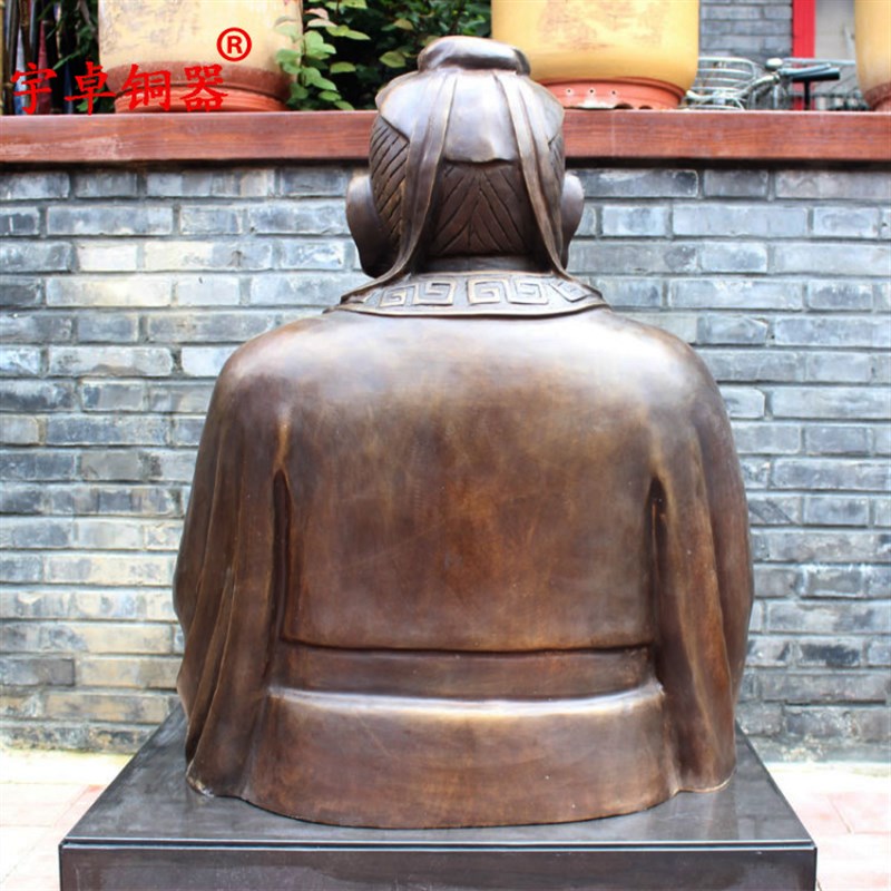 宇卓铜器 纯铜孔子黄铜孔子孔圣人人物铜像工艺品摆件半身