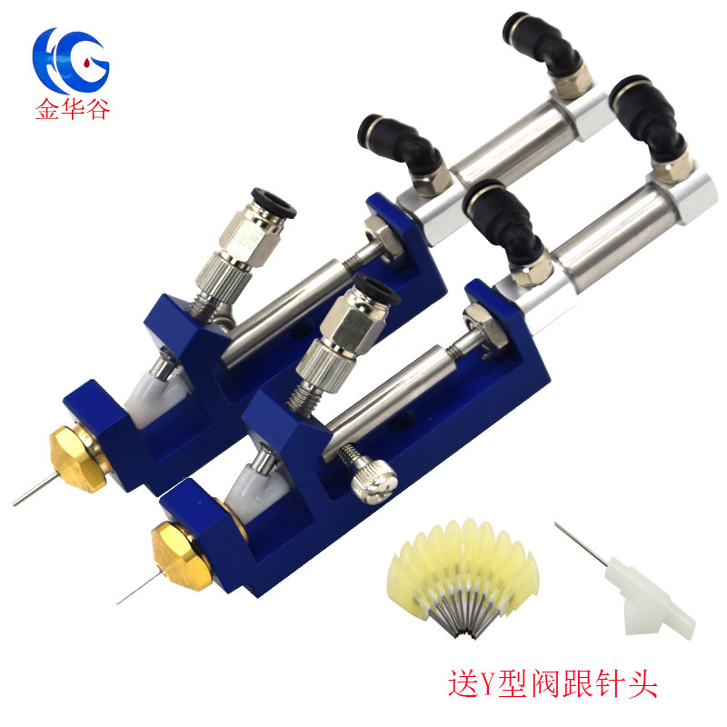 微型气缸点胶阀精密迷你点胶工具单复动顶针式UV胶乳胶油墨涂胶阀