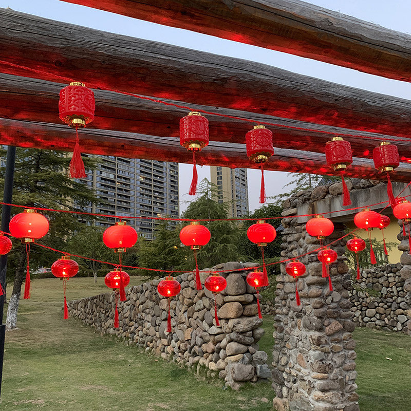 元旦春节发光灯笼串挂件装饰灯笼串灯家用室外LED灯笼彩灯带尾插