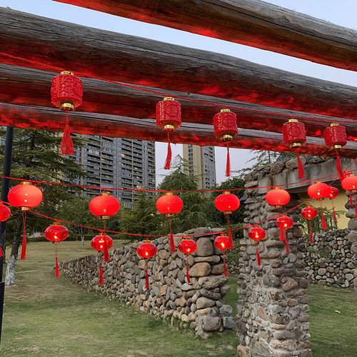 元旦春节发光灯笼串挂件装饰灯笼串灯家用室外LED灯笼彩灯带尾插