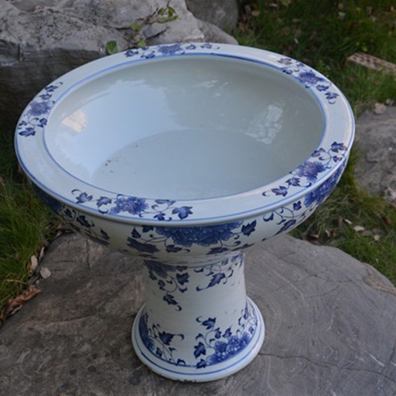 景德镇陶瓷鱼缸高脚陶瓷底座创意花盆艺术生态乌龟缸种花养鱼睡莲