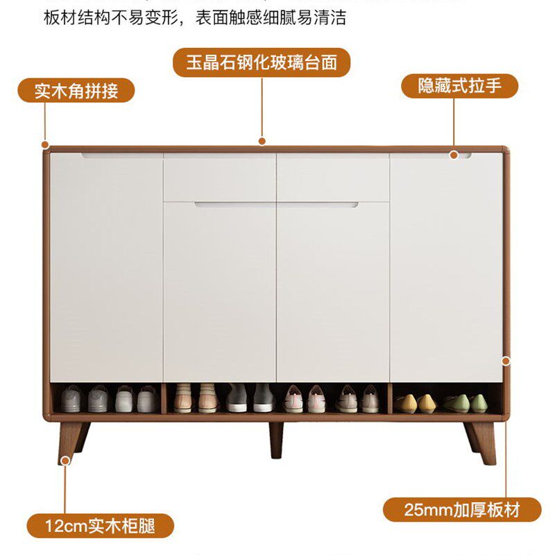 实木鞋柜玄关隔断收纳储物柜家用门口过道入户鞋橱岩板玻璃台面