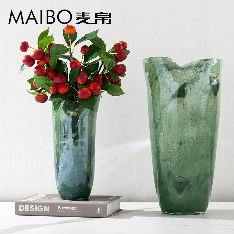 高级感简约油彩玻璃花瓶家居室内水培花瓶插花花器装饰品摆件