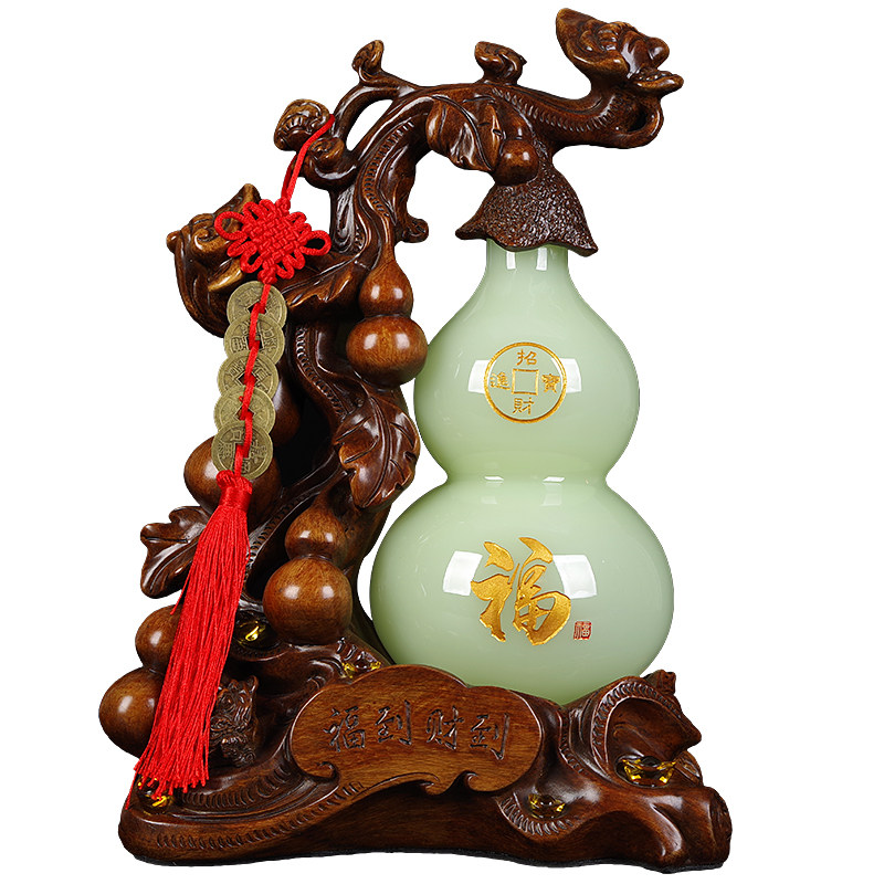 琉璃玉石葫芦摆件开业礼品送领导朋友办公室新居乔迁酒柜玄关装饰